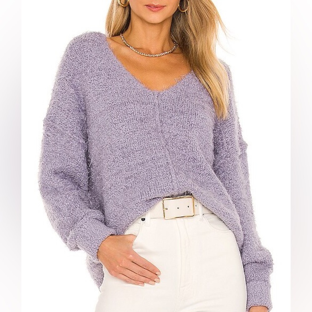 Free People Icing V Neck Pullover Oversized Sweater Falling Star